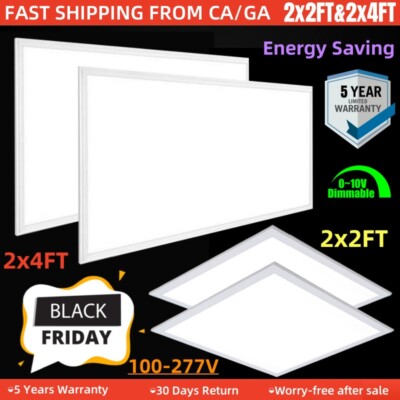2x2ft LED Flat Panel Lights 45W, 2x4ft 75W Recessed Edge-Lit Drop Ceiling Lights
