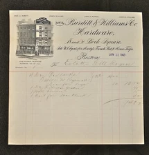 1903 Burditt & Williams Co Hardware Illustrated Billhead Receipt Boston MA