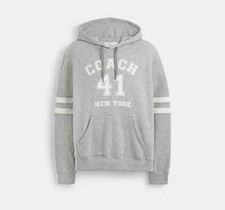 Coach Men's Heather Grey/White Varsity Hoodie CN125 Sizes L/XL - NWT