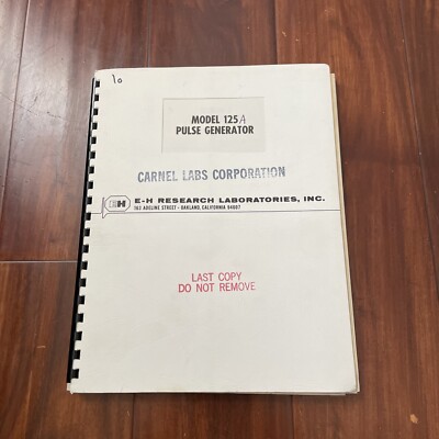 E-H Research Model 125A Pulse Generator Instruction Manual 4-15-66