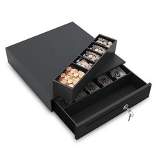 POS Cash Drawer Box w/5 Bill/5 Coin Tray Compatible with Star and Epson Printers