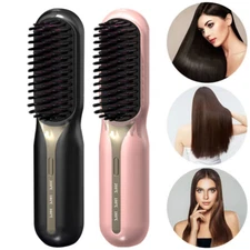 Wireless Hair Straight Comb, Portable Cordless Hair Straightener Brush Hot Comb