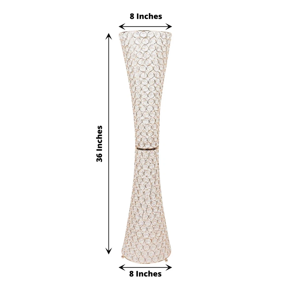 Jarrón flor huracán cuentas cristal metal dorado 36" centro de mesa decoración fiesta Foto 2 de 4