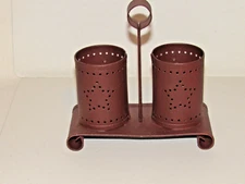 Colonial Tin Works Pierced Tin Napkin Holder Salt Pepper Shaker only  Star NWOT