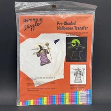 Vintage Dizzle Pre-Shaded Iron-On Halloween Transfer #50017 Wicked Witch Bat