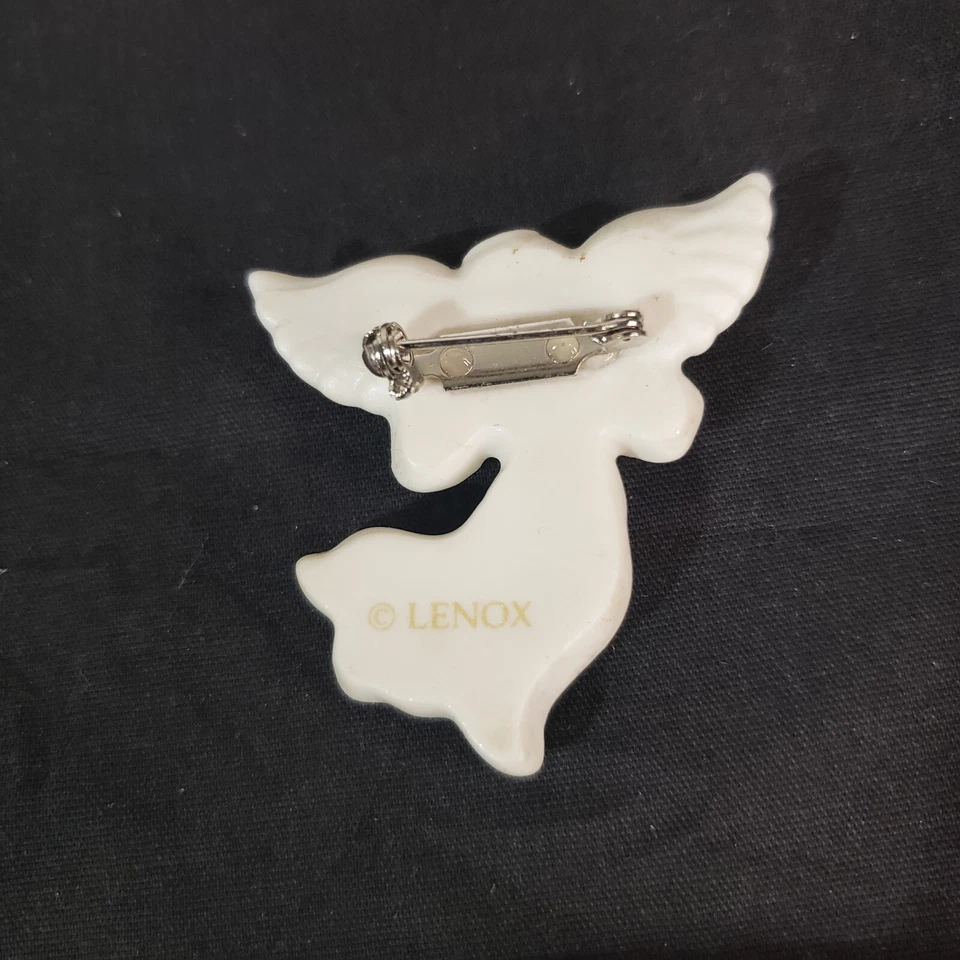 Ángel/broche vintage de porcelana Lenox con corazón dorado 1,5" usado en excelente estado Foto 2 de 3
