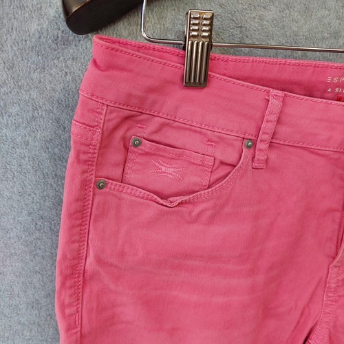 Pantalones de mezclilla para mujer ESPRIT talla 28 rosa 3/4 bolsillos de pierna recta - Imagen 4 de 8