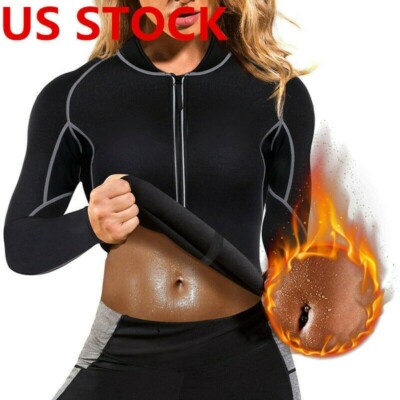 SAUNA SUIT SWEAT WEIGHT LOSS LONG SLEEVE FITNESS RUNNING GYM EXERCISE TRAINING