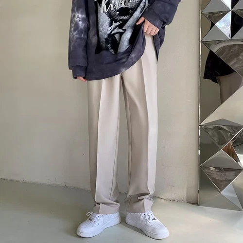 Men's Straight Suit Pants Loose Wide Leg Casual Trousers Business Office Pants - Bild 11 von 25