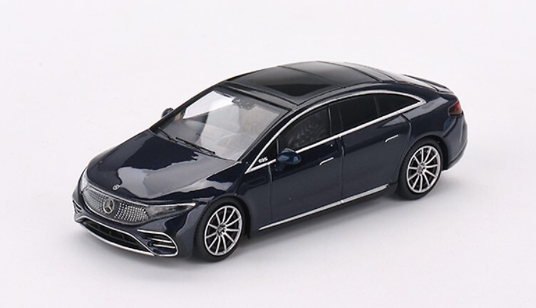 Mini GT Mercedes Benz EQS 580 4Matic Blue RHD 1:64 Scale 3