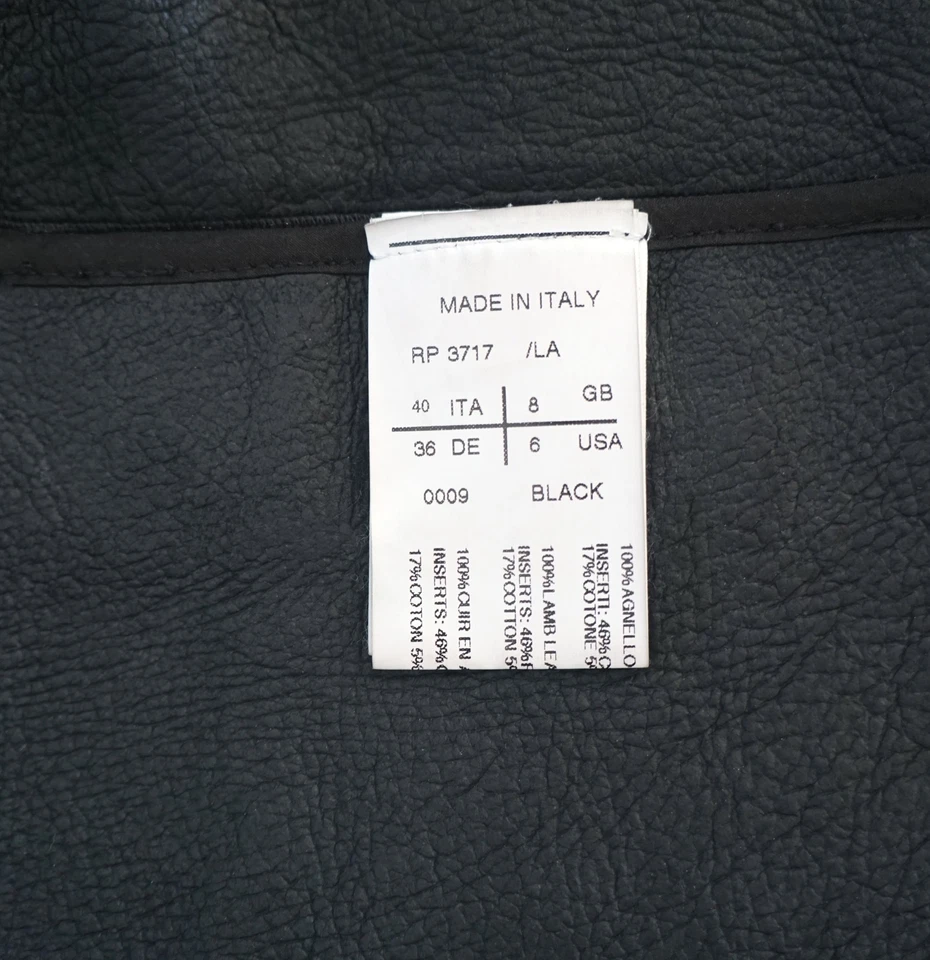 Chaqueta de manga corta RICK OWENS talla 40 de cuero de cordero negro al hombro caído Foto 3 de 4