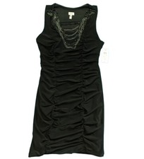 Cache Black Beaded Sleeveless Evening Cocktail Dress Sz M Defects