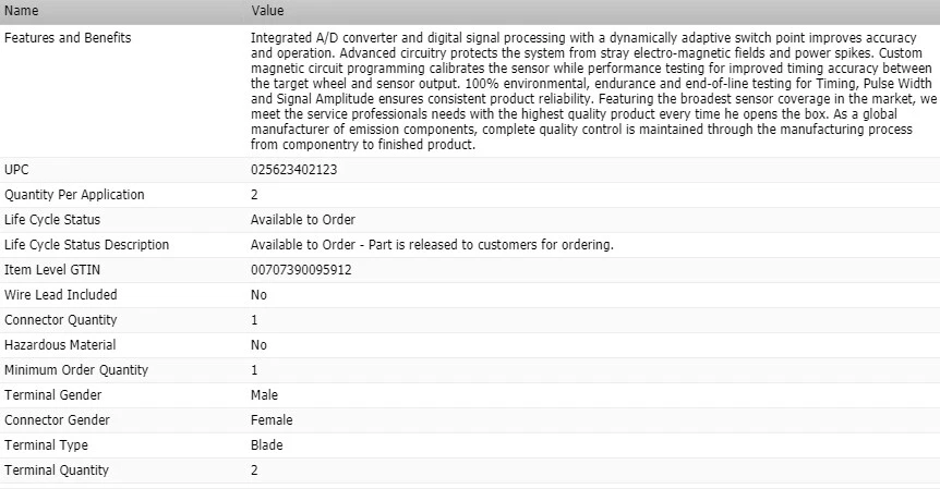 Sensor de posición estándar del árbol de levas para Ford E-150 Club Wagon 2003-2005 Foto 4 de 4