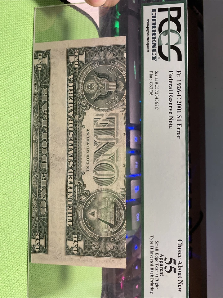 2001 Inverted Back Type Two  Error note upside down PCGS 55 Super Top Rare！ - Image 4 of 4