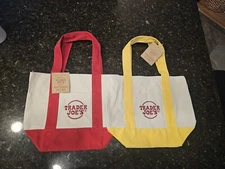 ❤️💙💛💚Trader Joe’s NEW Mini Canvas Reusable Tote Bags. 2 COLORS LIMITED