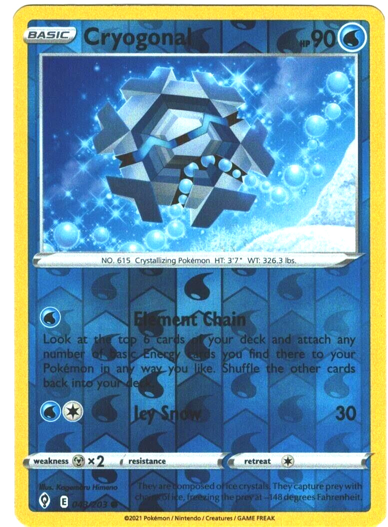 Cryogonal Reverse Holo Pokemon TCG Card 43/203