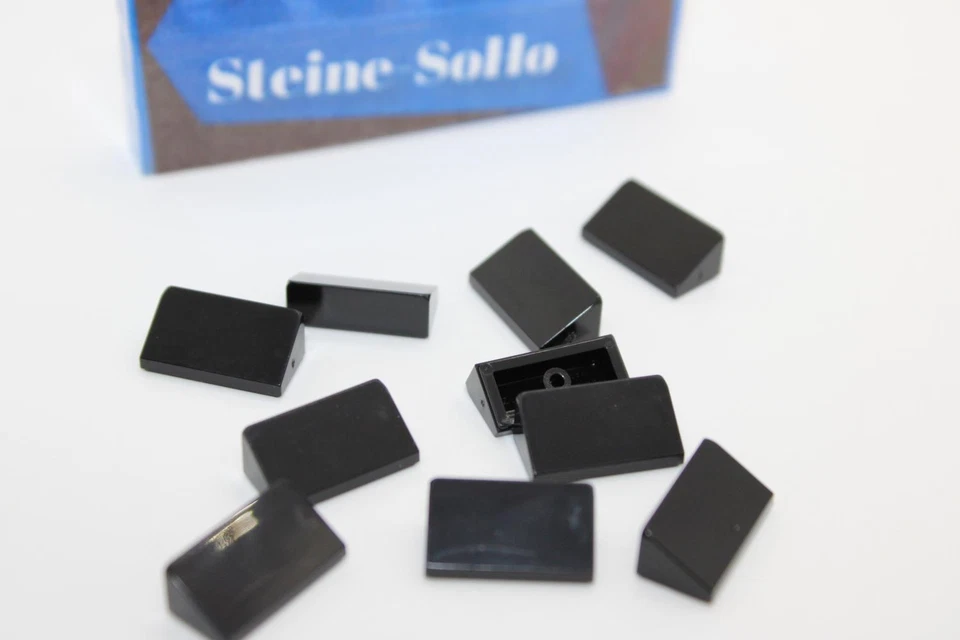 Lego (c) 10x Dachstein / Fliese - schwarz - 1x2x1 - 85984 - black