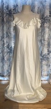 Ralph Lauren Cream Off White Ivory Ruffle Top Slip Dress Bridal Small Wedding