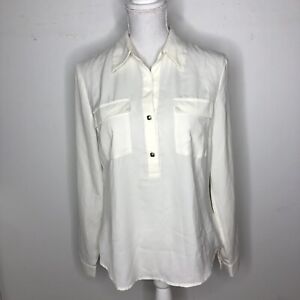 Banana Republic Womens Top White Sheer Half Button Up Long Sleeve Size Small Ebay