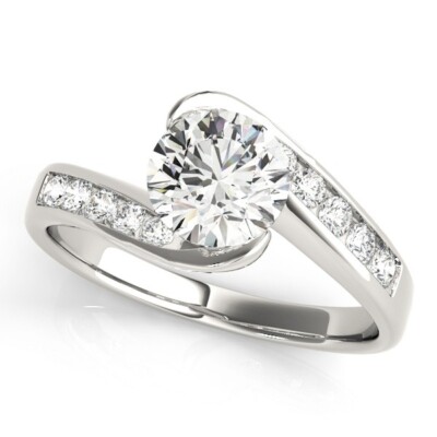 1.21 Ct Round Cut Lab Created Diamond Engagement Wedding Ring 14K White Gold B