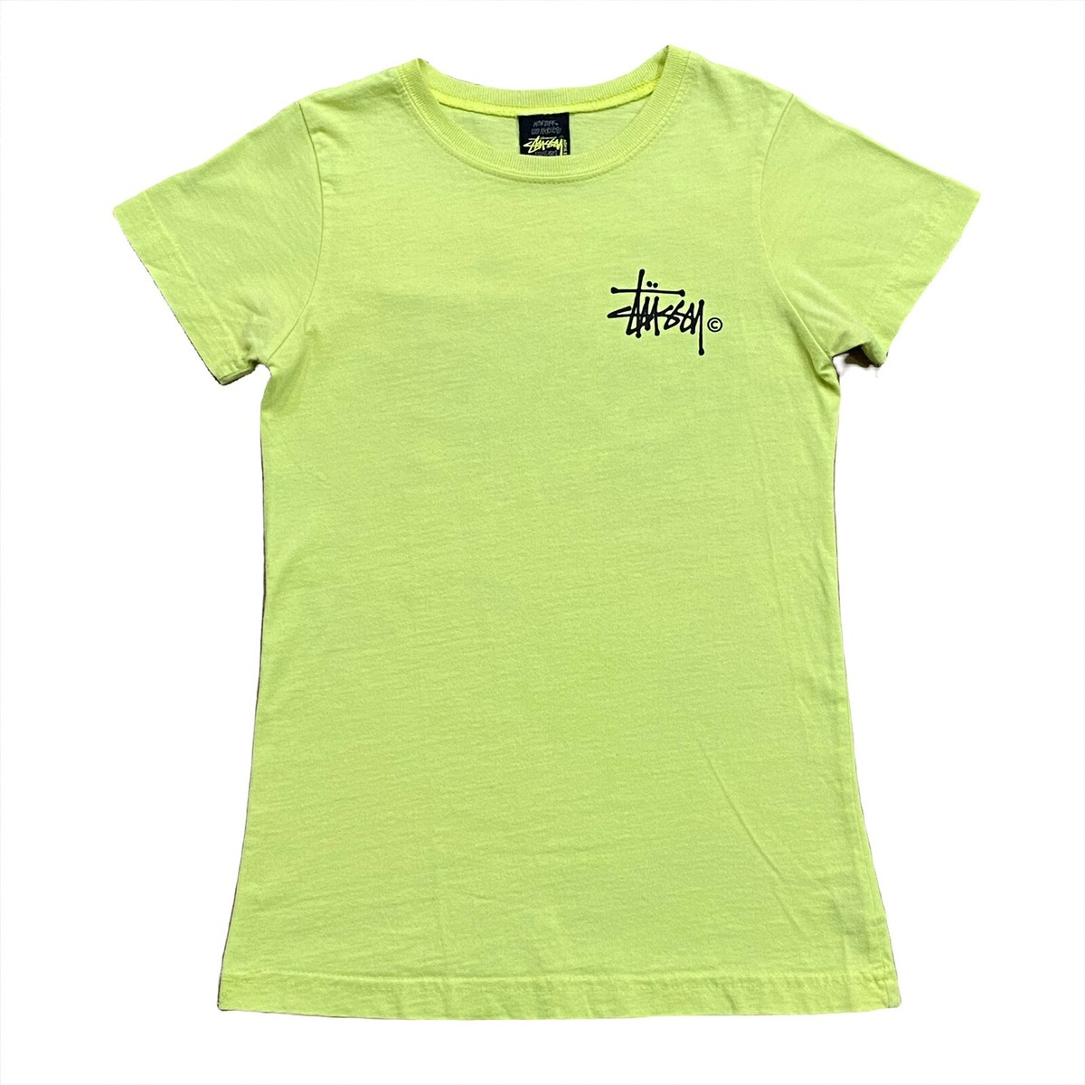 Vintage 90's Stussy Neon Yellow T-Shirt Women's XS | eBay