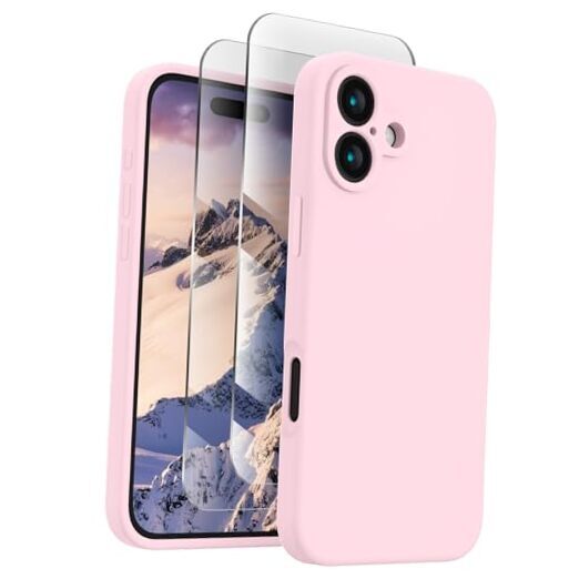 Designed for iPhone 16 Case, Silicone Upgraded [Camera Protection] Chalk Pink