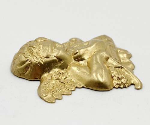 2 Vintage Brass Cupid Cherub Bow Quiver & Arrows Large Stamped Findings 1636 - Picture 4 of 9