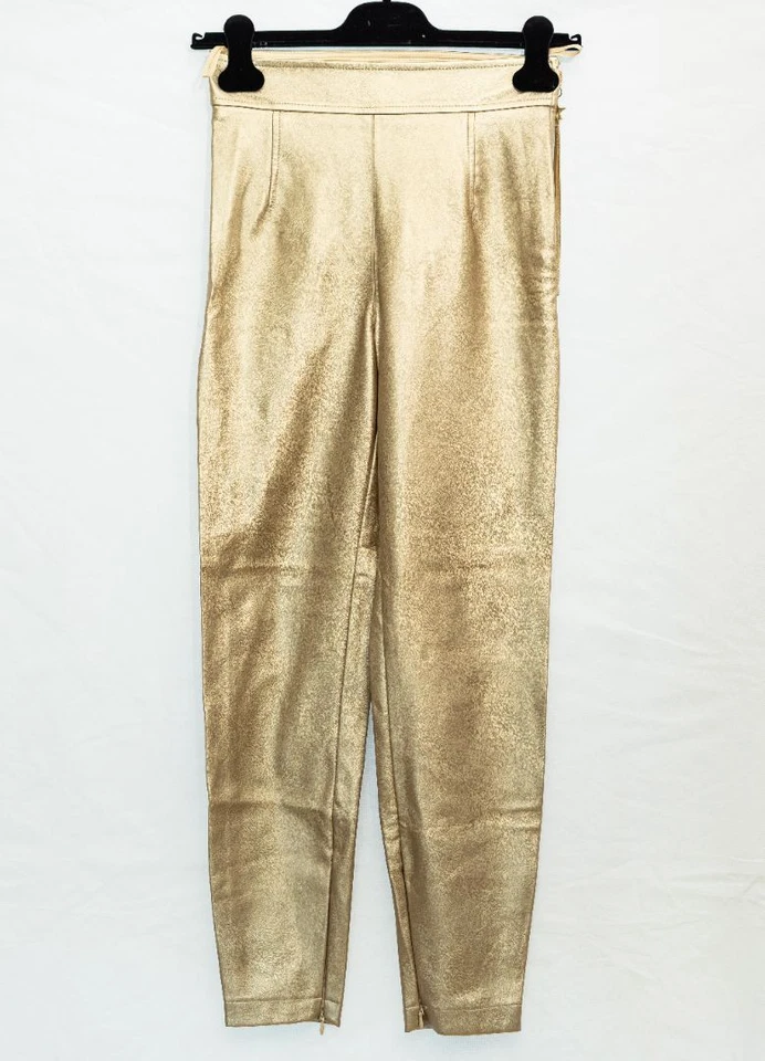 Leggings de cuero dorado Elisabetta Franchi Foto 2 de 4