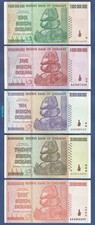 SIMBABWE / ZIMBABWE Set 1 bis 50 Billion Dollars 2008 AA  aUNC  P.83,84,85,86,87