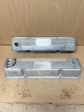 Nice Vintage Chevy Sbcholley Aluminum Valve Covers 140r-50b Finned Rat Rod