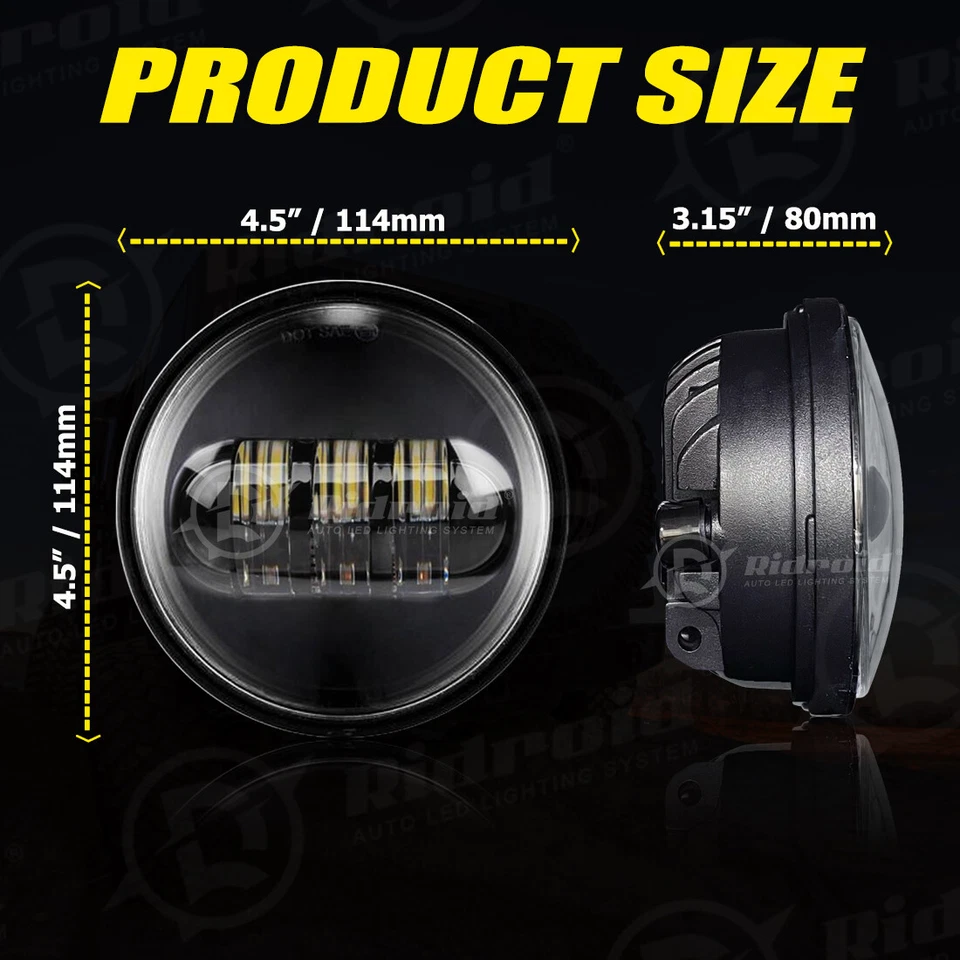 7" inch 140W LED Headlight Hi/Lo + 4.5" Inch 80W Fog Light For Harley Davidson - Image 3 of 4