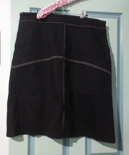 Basque Denim Midi Skirt Size 18 Black