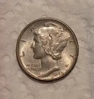 1940-D Mercury Dime , 90% Silver Coin,  A.U. Condition