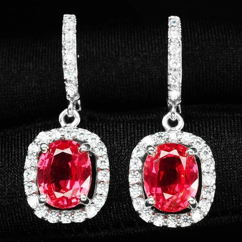Striking Pink Padparadscha Sapphire 6.30Ct 925 Sterling Silver Handmade Earrings