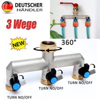 3-Wege Messing Wasserhahn Verteiler 3/4\ Wasserverteiler 3Er Gartenschlauch Dhl"