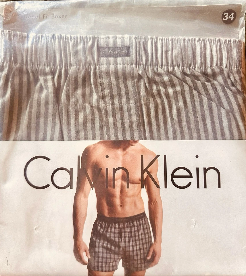 Calvin Klein Men’s Traditional Fit Boxer Sz 34 Gray Striped VTG 2007 NWT - Image 4 of 4