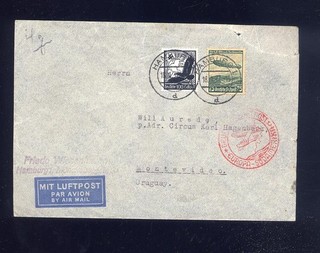 Beleg 1937 Zeppelin Luftpost Europa Südamerika 11