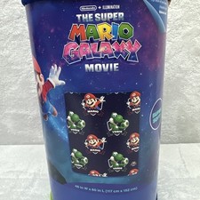Super Mario Galaxy Movie Throw Blanket 46x60 Super Soft Plush Yoshi Kids Blue