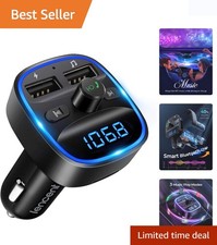 Bluetooth FM Transmitter  Car Charger: Dual USB, Hands-Free Calling, Blue Light