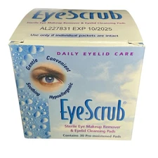 Alcon Eye Scrub Sterile Eye Makeup Remover Eyelid Cleansing Pads 30 Pads 1 Box