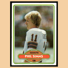 Phil Simms Rookie #225 1980 Topps New York Giants Football Card NFL EX