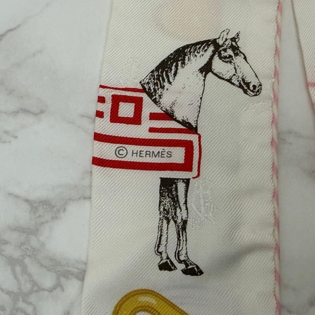 Hermes Twilly Garde Robe Pop Scarf White Genuine Authentic Rare Vintage image 8