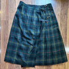 Herman Geist Women s Traditional Green Tartan Wool Tweed Kilt, Size 16