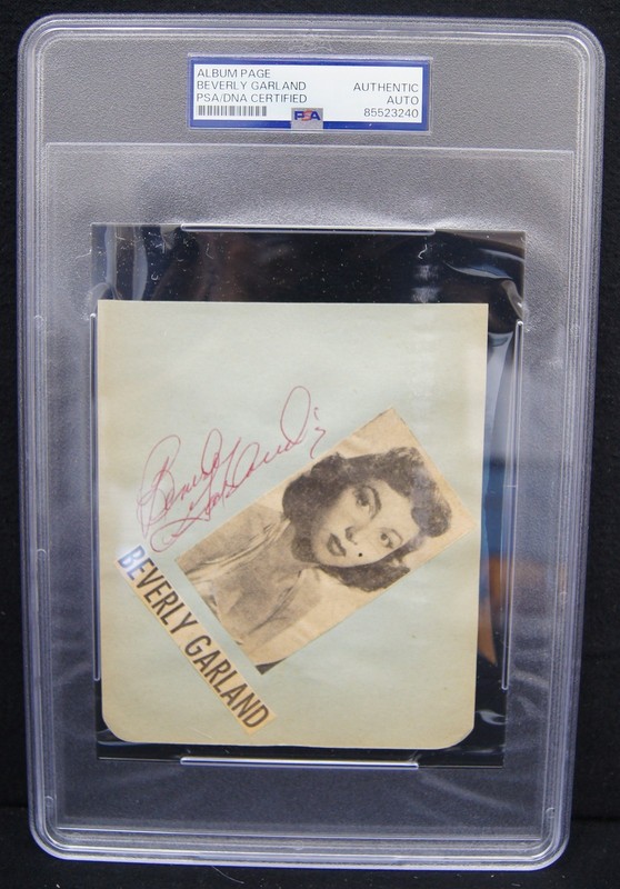 BEVERLY GARLAND 1926-2008 Autographed Album Page PSA/DNA Authentic Auto Slabbed