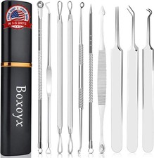 10 Pcs Heavy-Duty Stainless Steel Pimple Extractor Tool Kit for Facial Blackhead