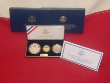 US MINT 2001 CAPITAL VISITOR CENTER SILVER GOLD PROOF DOLLAR 3 COIN SET W/ COA