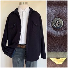 60s Vintage USA Frostproof Thick Heavyweight Flannel Shirt Men  s M Navy Shacket