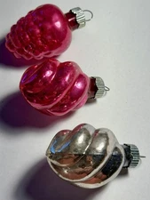 Vintage 3 Shiny Brite Bumpy Fruit  Atomic Twister Glass Christmas Ornaments