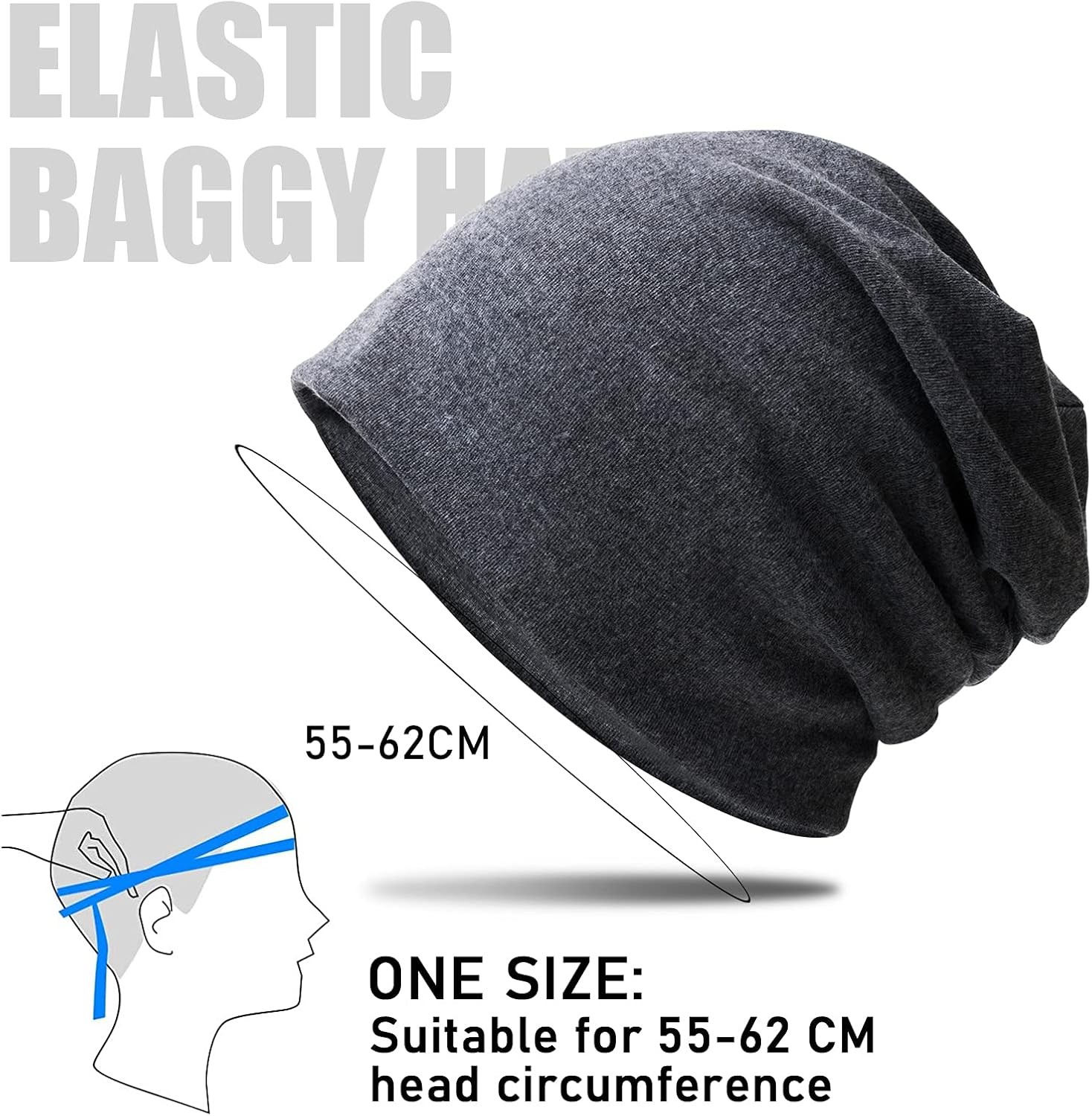 Unisex Slouch Beanie Hat Jersey Beanie Skull Cap Classic Baggy Hat Lightweight 