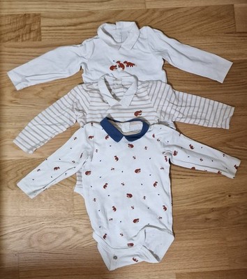 Obaibi Babybody Einteiler 3er Set Kragen Gr. 59 3M wie neu